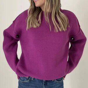 Aspen Exposed Hem Sweater, Purple